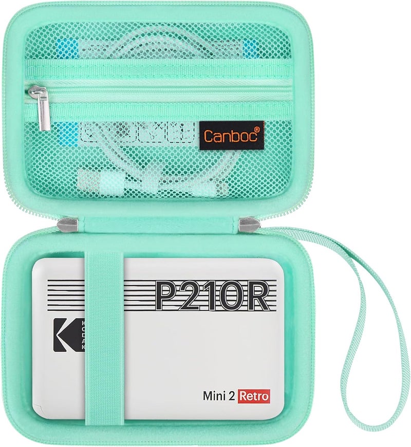 Canboc Carrying Case for KODAK Mini 2 Retro 4PASS Portable Photo Printer/KODAK Mini Shot 2 Retro 4PASS 2-in-1 Instant Digital Camera, Mesh Bag fits Photo Paper and Cable, Green - Image 1